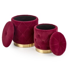 'POLLY Set of 2 Poufs, Burgundy' 'POLLY Set of 2 Poufs, Burgundy'