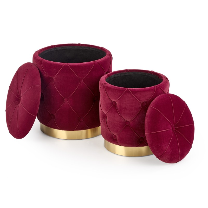 'POLLY Set of 2 Poufs, Burgundy' 'POLLY Set of 2 Poufs, Burgundy'