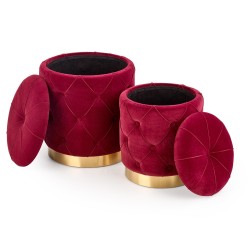 'POLLY Set of 2 Poufs, Burgundy' 'POLLY Set of 2 Poufs, Burgundy'
