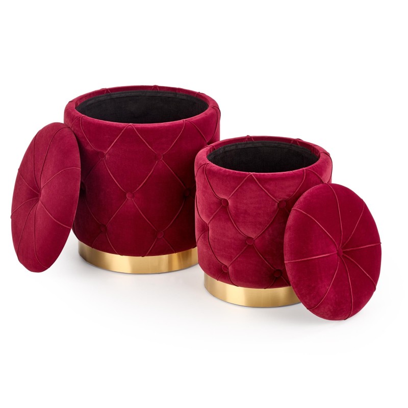 'POLLY Set of 2 Poufs, Burgundy' 'POLLY Set of 2 Poufs, Burgundy'