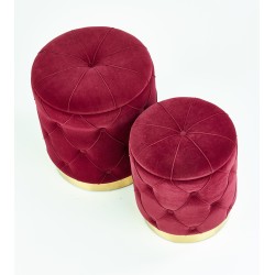 'POLLY Set of 2 Poufs, Burgundy' 'POLLY Set of 2 Poufs, Burgundy'