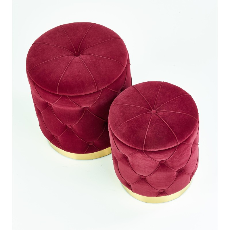 'POLLY Set of 2 Poufs, Burgundy' 'POLLY Set of 2 Poufs, Burgundy'
