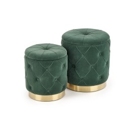 'POLLY Set of 2 Poufs, Dark Green'