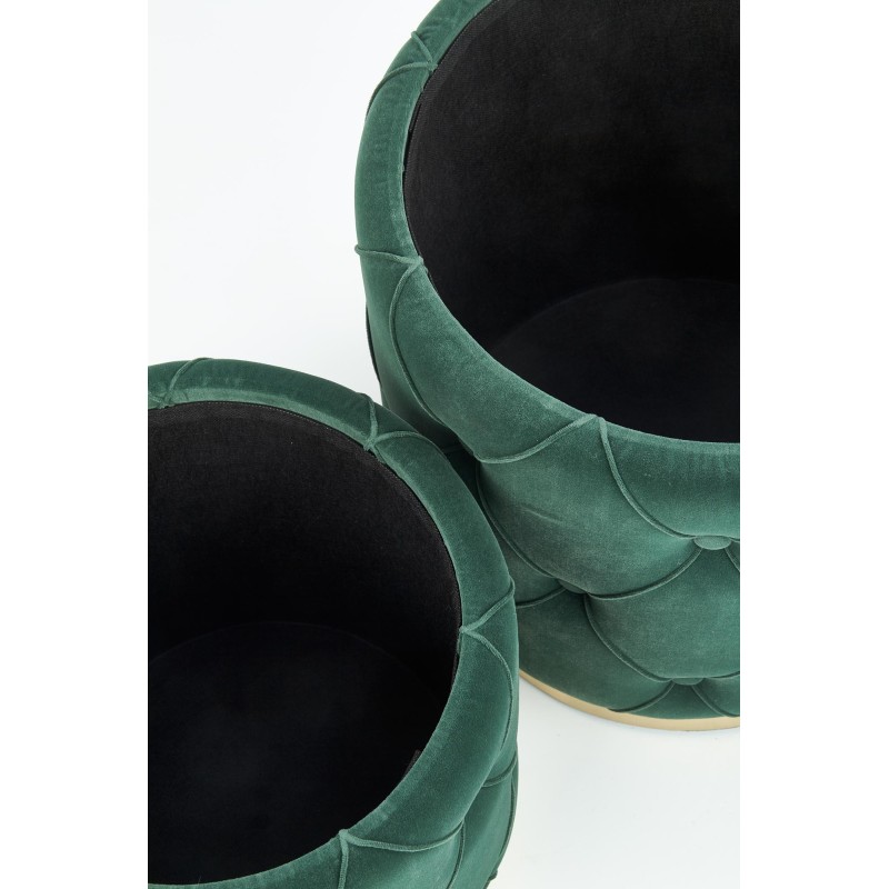 'POLLY Set of 2 Poufs, Dark Green' 'POLLY Set of 2 Poufs, Dark Green'