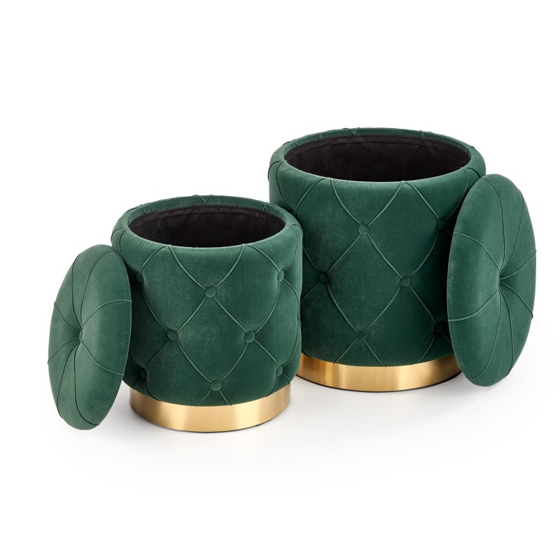 'POLLY Set of 2 Poufs, Dark Green' 'POLLY Set of 2 Poufs, Dark Green'