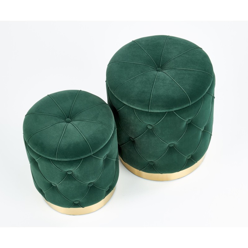 'POLLY Set of 2 Poufs, Dark Green' 'POLLY Set of 2 Poufs, Dark Green'