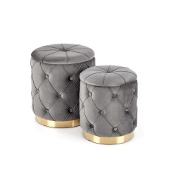 'POLLY Set of 2 Poufs, Ash'