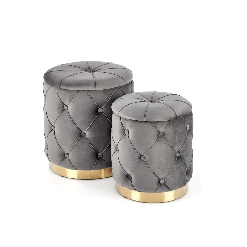 'POLLY Set of 2 Poufs, Ash' 'POLLY Set of 2 Poufs, Ash'