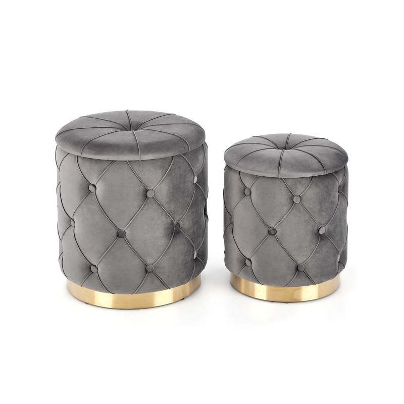 'POLLY Set of 2 Poufs, Ash' 'POLLY Set of 2 Poufs, Ash'