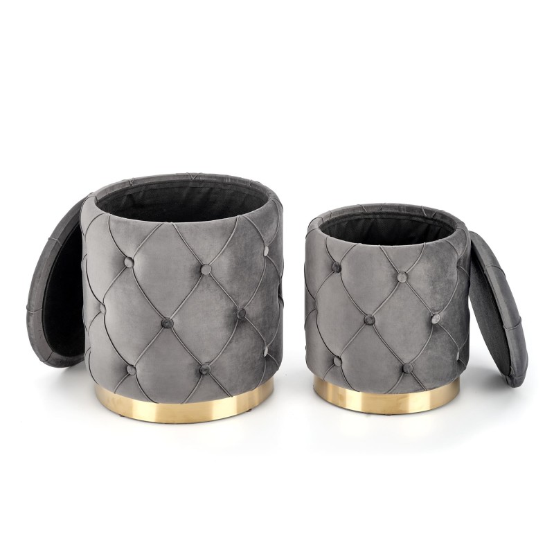 'POLLY Set of 2 Poufs, Ash' 'POLLY Set of 2 Poufs, Ash'