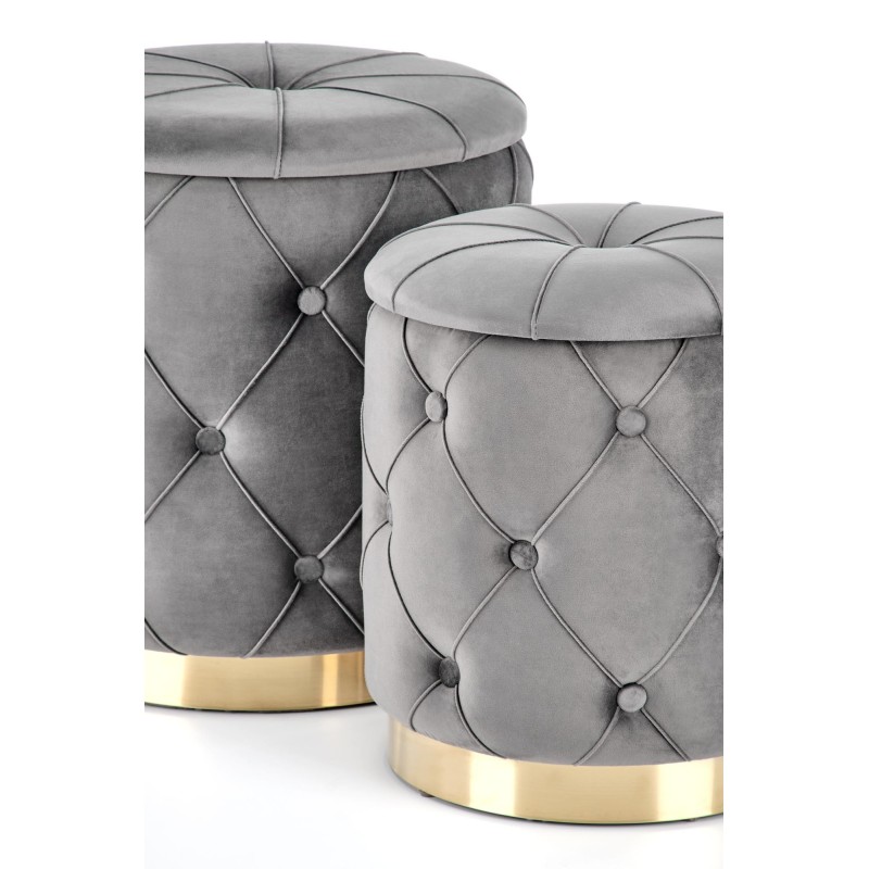 'POLLY Set of 2 Poufs, Ash' 'POLLY Set of 2 Poufs, Ash'