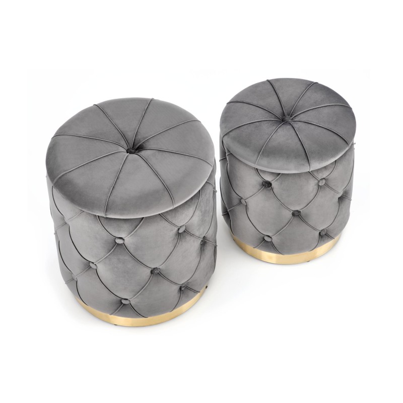 'POLLY Set of 2 Poufs, Ash' 'POLLY Set of 2 Poufs, Ash'