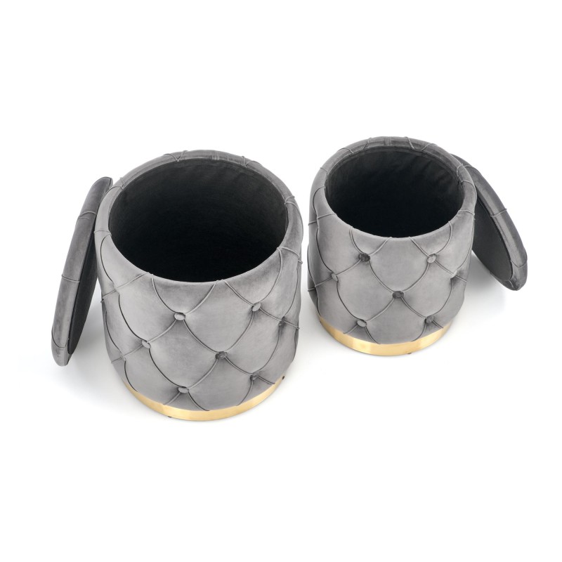 'POLLY Set of 2 Poufs, Ash' 'POLLY Set of 2 Poufs, Ash'