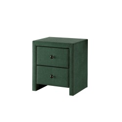 'PRIMA 3 Dark Green Velvet Fabric Nightstand'