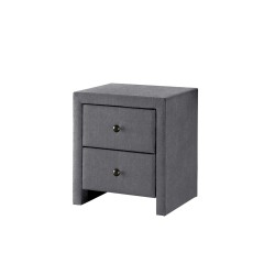 'PRIMA 3 Ash Grey Nightstand with Velvet Fabric'