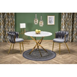 'RAYMOND 2 Table, Top - White Marble, Legs - Gold'