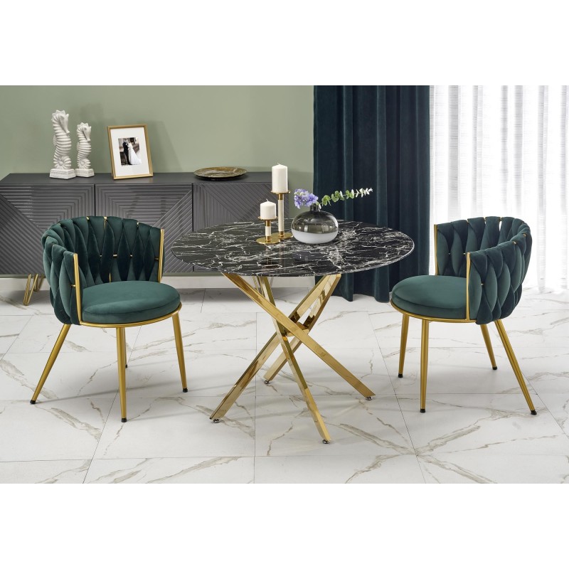 'RAYMOND 2 Table, Top - Black Marble, Legs - Gold'