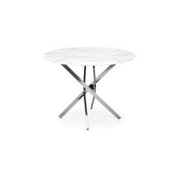 'RAYMOND 3 Table, Top - White Marble, Legs - Silver' 'RAYMOND 3 Table, Top - White Marble, Legs - Silver'