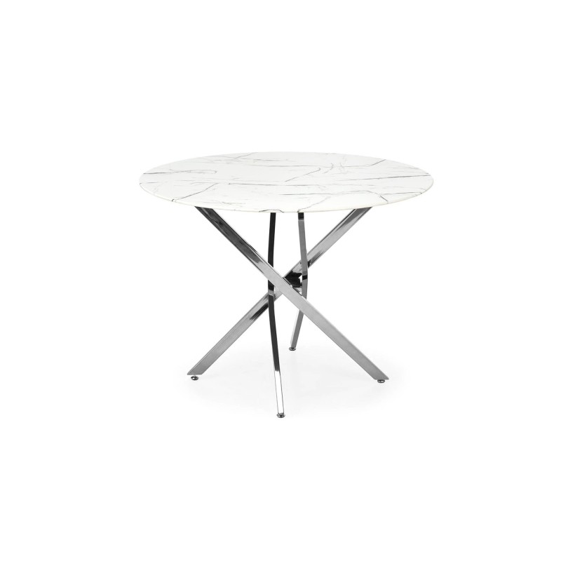 'RAYMOND 3 Table, Top - White Marble, Legs - Silver' 'RAYMOND 3 Table, Top - White Marble, Legs - Silver'