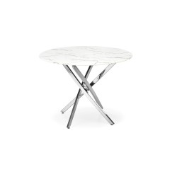 'RAYMOND 3 Table, Top - White Marble, Legs - Silver' 'RAYMOND 3 Table, Top - White Marble, Legs - Silver'