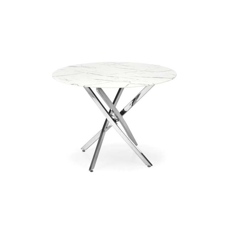'RAYMOND 3 Table, Top - White Marble, Legs - Silver' 'RAYMOND 3 Table, Top - White Marble, Legs - Silver'