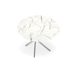 'RAYMOND 3 Table, Top - White Marble, Legs - Silver' 'RAYMOND 3 Table, Top - White Marble, Legs - Silver'