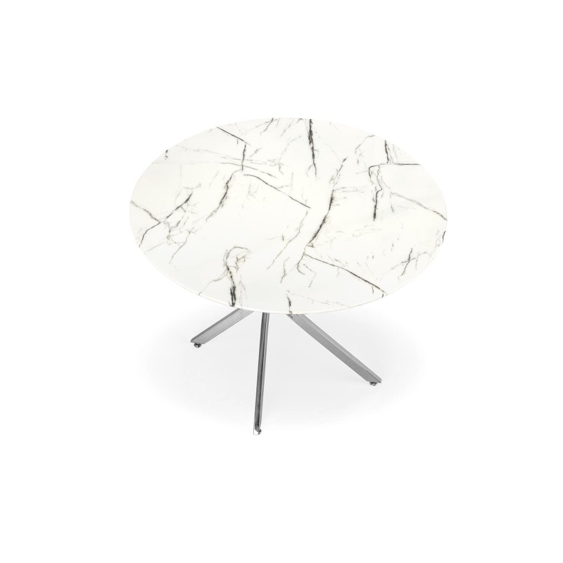 'RAYMOND 3 Table, Top - White Marble, Legs - Silver' 'RAYMOND 3 Table, Top - White Marble, Legs - Silver'