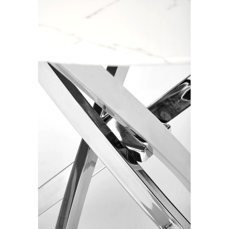 'RAYMOND 3 Table, Top - White Marble, Legs - Silver' 'RAYMOND 3 Table, Top - White Marble, Legs - Silver'