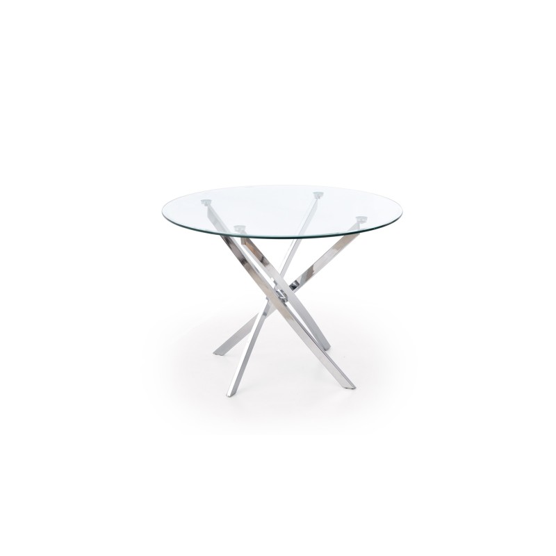 'RAYMOND Table, Top - Transparent, Legs - Chrome' 'RAYMOND Table, Top - Transparent, Legs - Chrome'