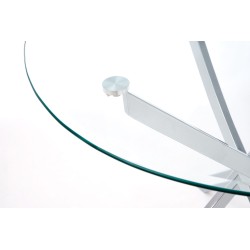 'RAYMOND Table, Top - Transparent, Legs - Chrome' 'RAYMOND Table, Top - Transparent, Legs - Chrome'