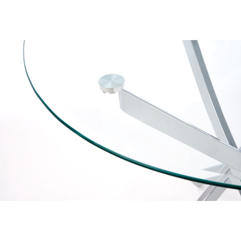 'RAYMOND Table, Top - Transparent, Legs - Chrome' 'RAYMOND Table, Top - Transparent, Legs - Chrome'