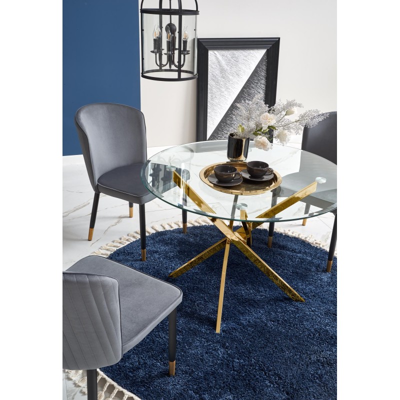 'RAYMOND Table, Top - Transparent, Legs - Gold' 'RAYMOND Table, Top - Transparent, Legs - Gold'