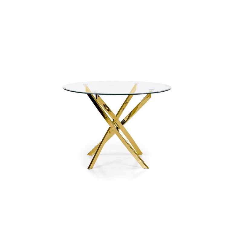'RAYMOND Table, Top - Transparent, Legs - Gold' 'RAYMOND Table, Top - Transparent, Legs - Gold'