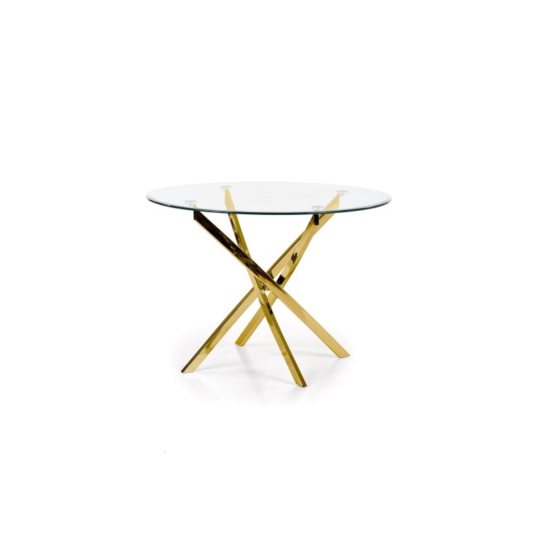 'RAYMOND Table, Top - Transparent, Legs - Gold' 'RAYMOND Table, Top - Transparent, Legs - Gold'