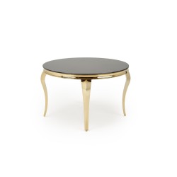 'REGINALD_2 Round Table - Black Glass Top, Gold Legs' 'REGINALD_2 Round Table - Black Glass Top, Gold Legs'