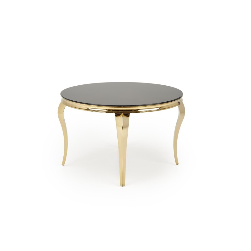 'REGINALD_2 Round Table - Black Glass Top, Gold Legs' 'REGINALD_2 Round Table - Black Glass Top, Gold Legs'