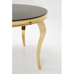 'REGINALD_2 Round Table - Black Glass Top, Gold Legs' 'REGINALD_2 Round Table - Black Glass Top, Gold Legs'