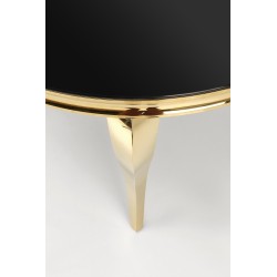 'REGINALD_2 Round Table - Black Glass Top, Gold Legs' 'REGINALD_2 Round Table - Black Glass Top, Gold Legs'