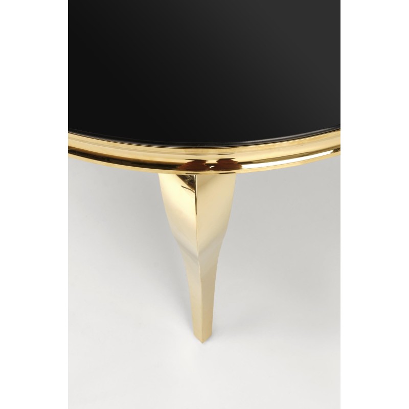 'REGINALD_2 Round Table - Black Glass Top, Gold Legs' 'REGINALD_2 Round Table - Black Glass Top, Gold Legs'