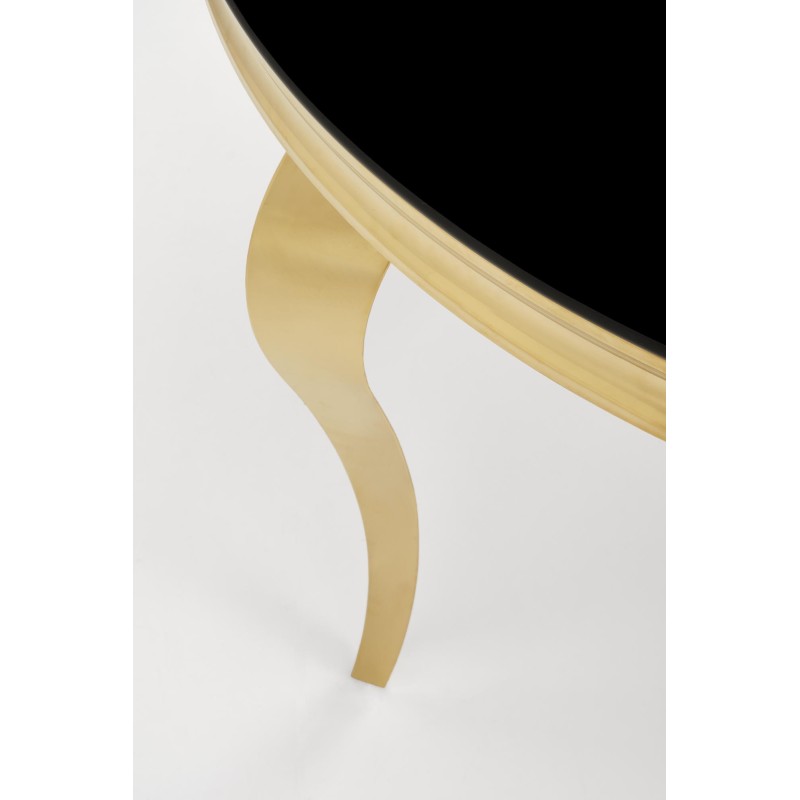 'REGINALD_2 Round Table - Black Glass Top, Gold Legs' 'REGINALD_2 Round Table - Black Glass Top, Gold Legs'