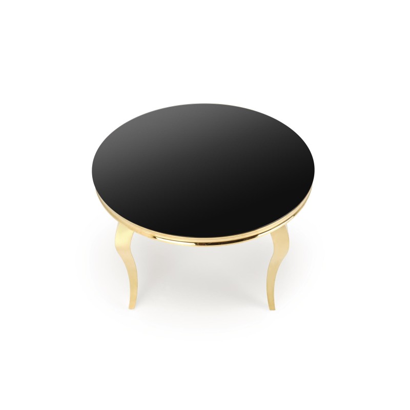 'REGINALD_2 Round Table - Black Glass Top, Gold Legs' 'REGINALD_2 Round Table - Black Glass Top, Gold Legs'