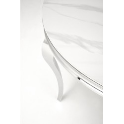 'REGINALD Round Table Top - White Marble, Legs - Silver' 'REGINALD Round Table Top - White Marble, Legs - Silver'