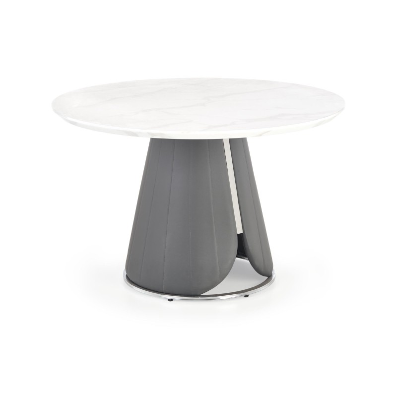'REMIGIO Extendable Table Top: White Marble, Leg: Ash Grey' 'REMIGIO Extendable Table Top: White Marble, Leg: Ash Grey'