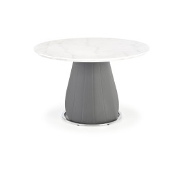 'REMIGIO Extendable Table Top: White Marble, Leg: Ash Grey' 'REMIGIO Extendable Table Top: White Marble, Leg: Ash Grey'
