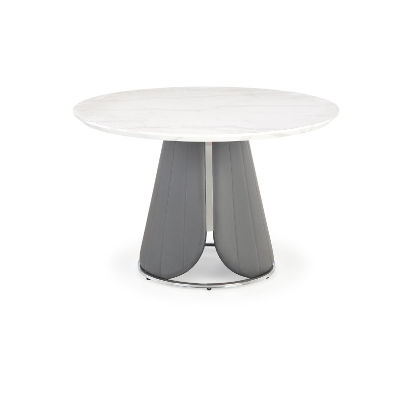 'REMIGIO Extendable Table Top: White Marble, Leg: Ash Grey' 'REMIGIO Extendable Table Top: White Marble, Leg: Ash Grey'