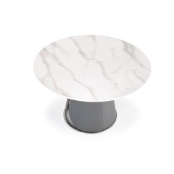 'REMIGIO Extendable Table Top: White Marble, Leg: Ash Grey' 'REMIGIO Extendable Table Top: White Marble, Leg: Ash Grey'
