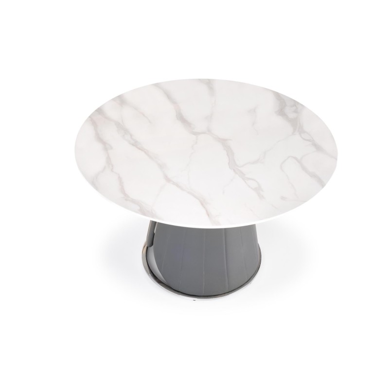 'REMIGIO Extendable Table Top: White Marble, Leg: Ash Grey' 'REMIGIO Extendable Table Top: White Marble, Leg: Ash Grey'