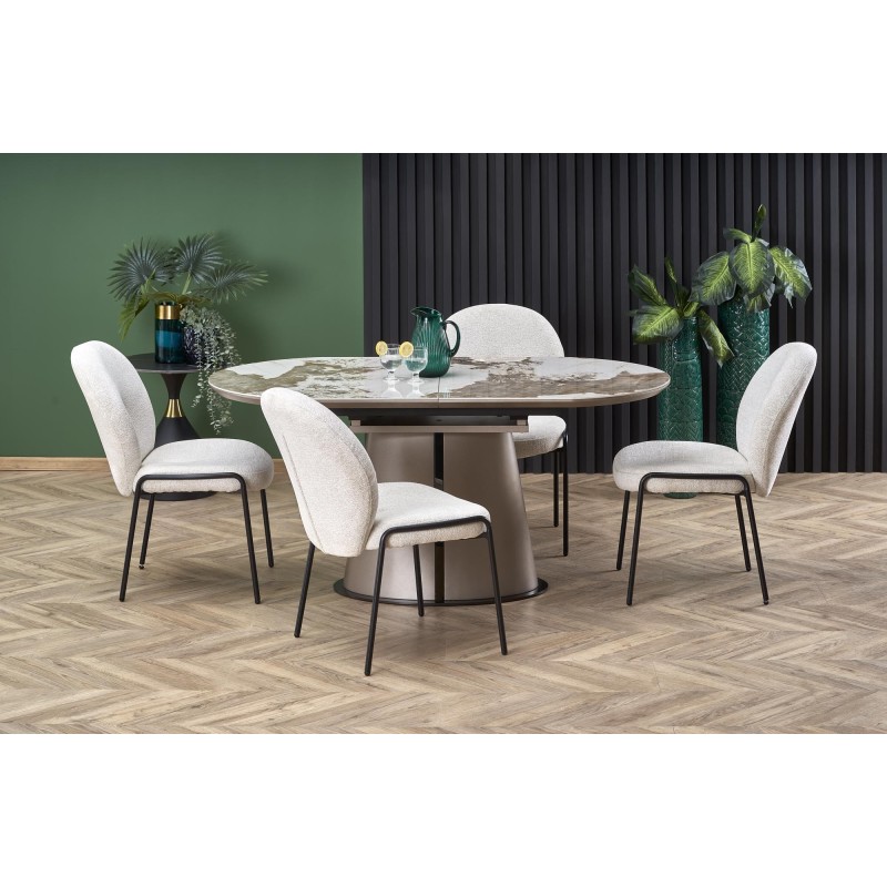'ROBINSON Extendable Table, Beige Marble / Cappuccino / Black' 'ROBINSON Extendable Table, Beige Marble / Cappuccino / Black'