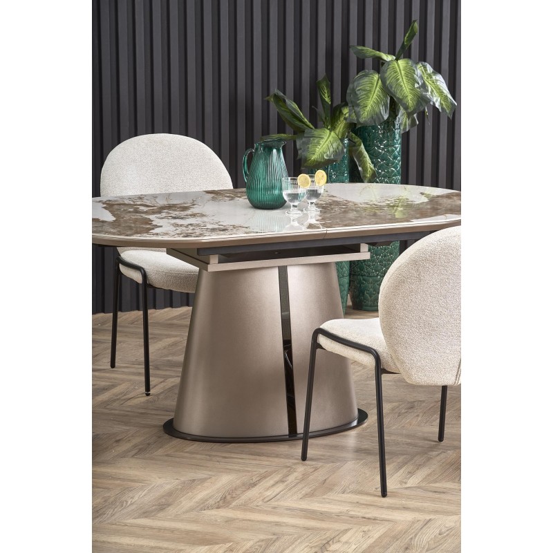 'ROBINSON Extendable Table, Beige Marble / Cappuccino / Black' 'ROBINSON Extendable Table, Beige Marble / Cappuccino / Black'