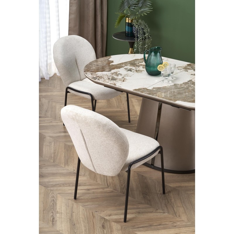 'ROBINSON Extendable Table, Beige Marble / Cappuccino / Black' 'ROBINSON Extendable Table, Beige Marble / Cappuccino / Black'